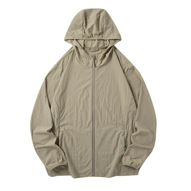 Plebaso Veste à Capuche Protection Solaire Légère pour Hommes et Femmes, Randonnée en Plein Air avec Poches Zippées