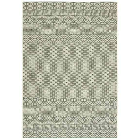 SAFAVIEH Courtyard Naomi Geometric Indoor/Outdoor Area Rug, Dark Green/Beige, 2' x 3'7"