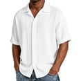 thumbnail image 2 of Bxsruta Men's Casual Short Sleeve Button Down Shirt Textured Striped Wrinkle Free Breathable Stretch for Daily Outdoor, 2 of 8