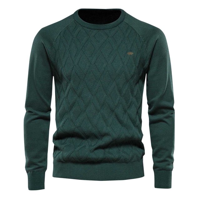 AherBiu Chandails pour Hommes Col Rond Manches Longues Tricot Automne Décontracté Thermique en Coton