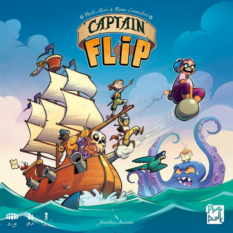 PlayPunk: Captain Flip - Board Game, Play As a Pirate Captain, Recruit Crew, Collect Coins, Family-Friendly Pirate Theme, Ages 8+, 2-5 Players, 20 Min PlayPunk: Captain Flip - Board Game, Play As a Pirate Captain, Recruit Crew, Collect Coins, Family-Friendly Pirate Theme, Ages 8+, 2-5 Players, 20 Min