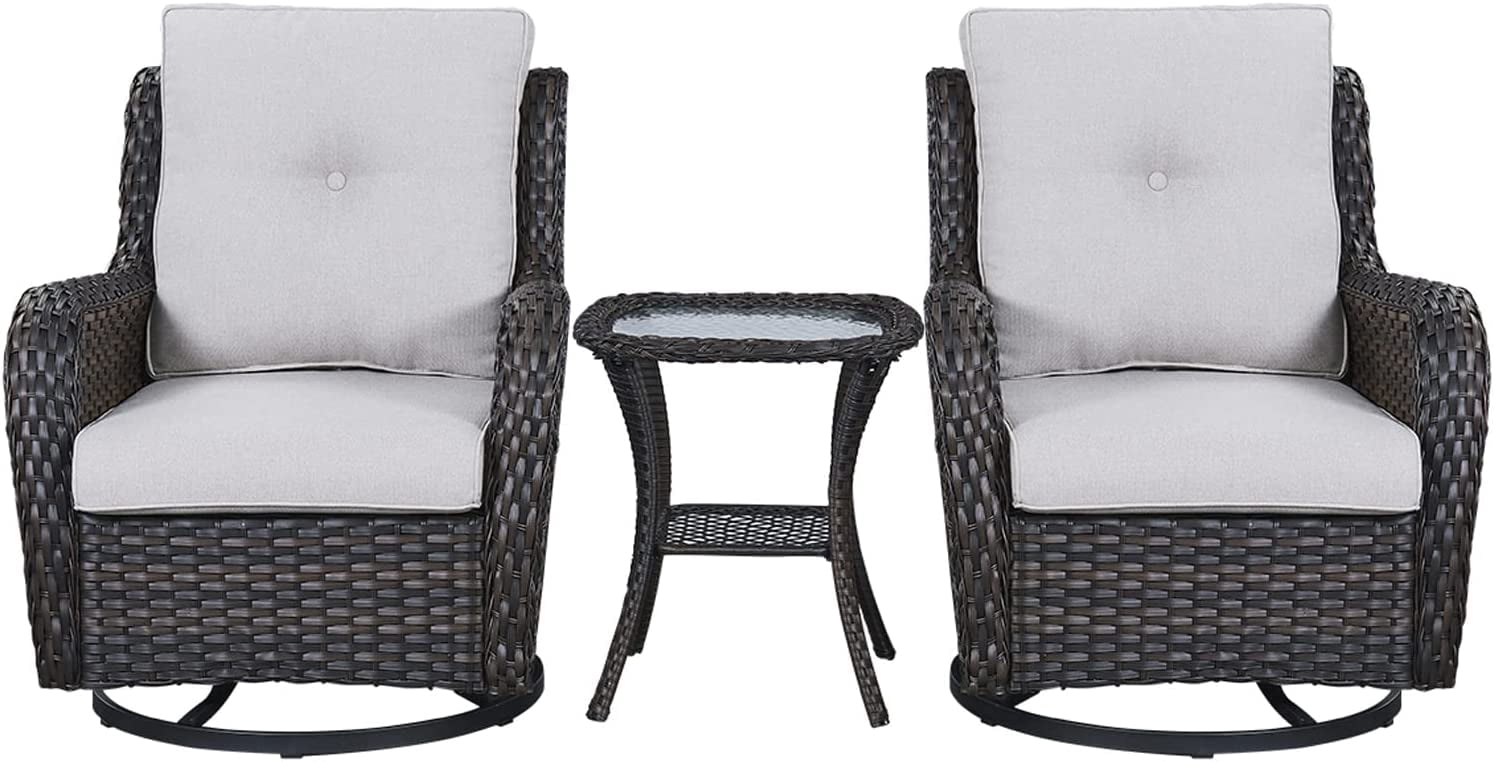 Rilyson Wicker Rocking Chair Swivel Chairs 2 Piece Rocker Patio
