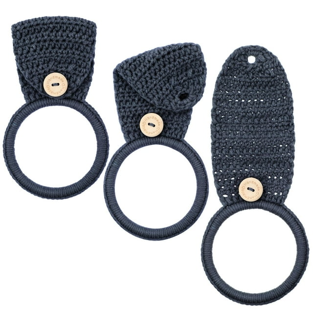 Tatuo 3 Piezas Soporte Para Toallas De Ganchillo Colgante Soporte Para Toallas Para Platos De Cocina Anillo Mango Para Horno Colgador Para Cocina Y Baño Para Estufa (Gris Oscuro)