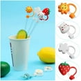 thumbnail image 4 of Silicone Straw Plug Drinking Dust Cap Cute Splash Proof Straw Tips Reusable Cartoon Plugs Cover Cup Accessories (White Cherry Blossoms）, 4 of 7