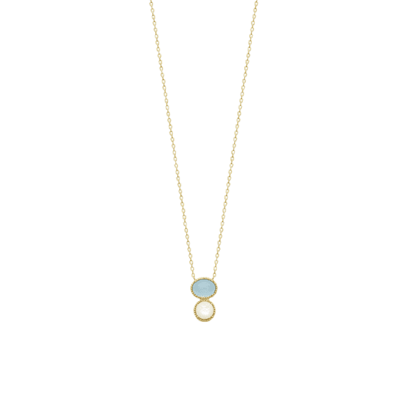 Mystigrey LaPerla 18K Gold Plated Necklace White and Turquoise for Women