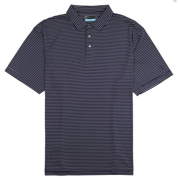 PGA Tour Men's Feeder Stripe Performance Golf Shirt X-Large Peacoat Blue