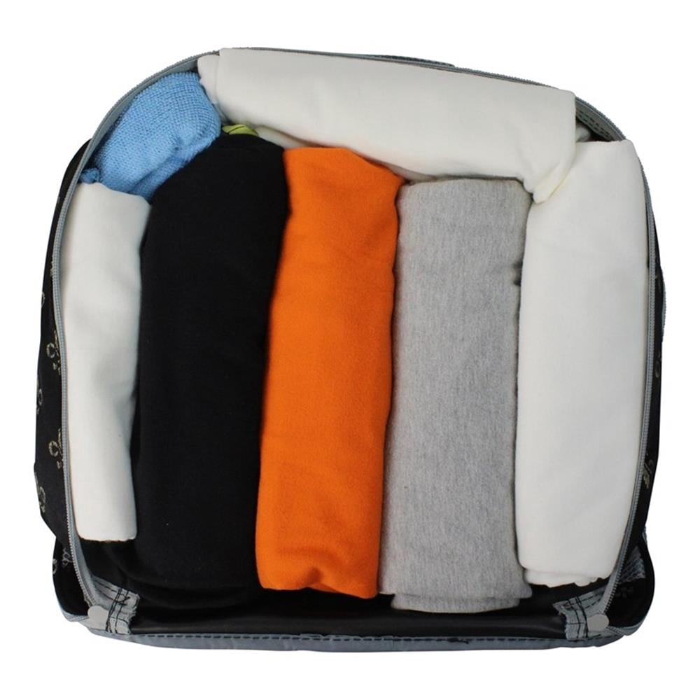 Pemberly Row Traditional Polyester 3 Piece Packing Cubes Set in Brown