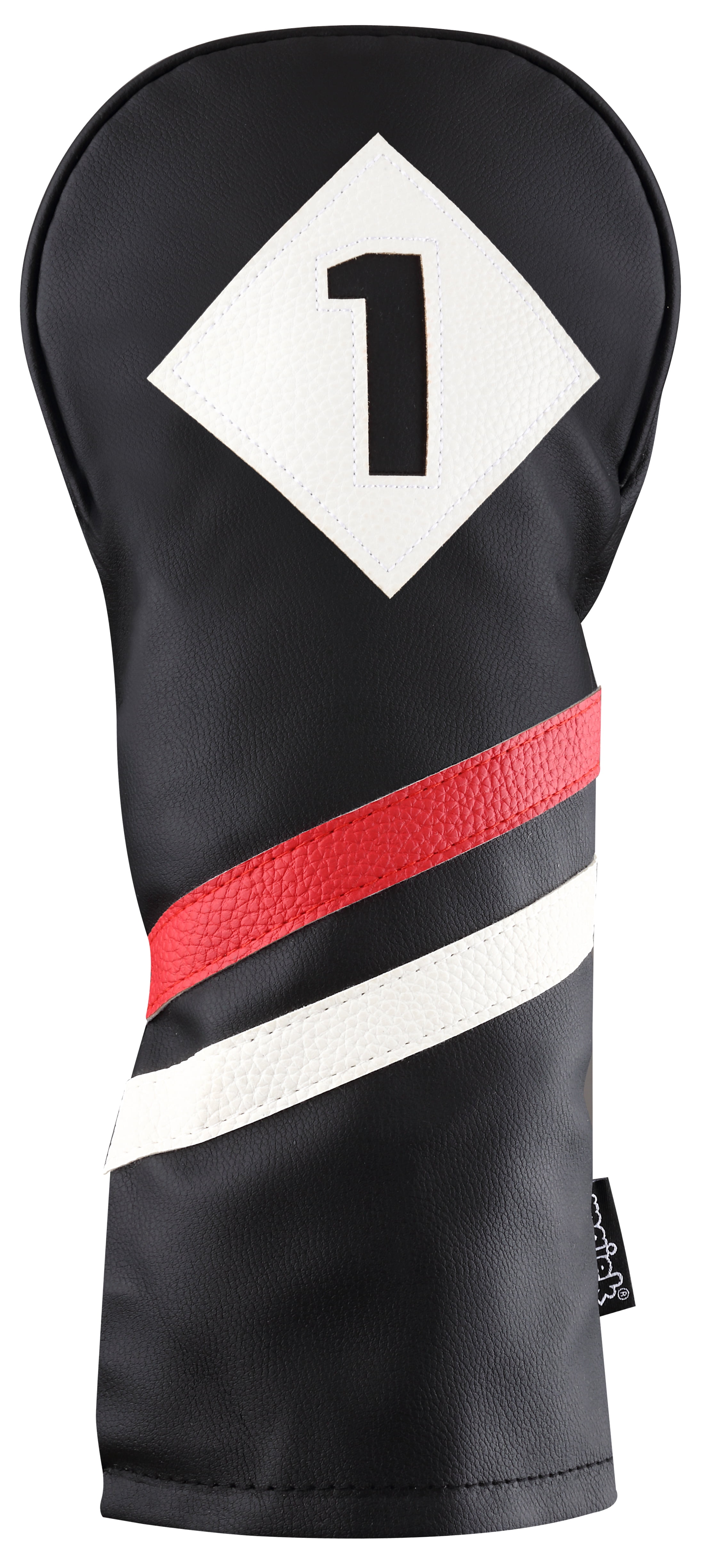Majek Retro Golf Headcovers Black Red and White Vintage Leather Style 1 & 5 Driver and Fairway Head Cover Fits 460cc Drivers Classic Look