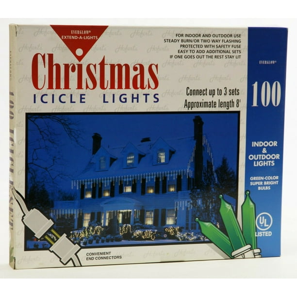 Green Icicle Lights with White Wire