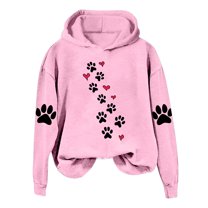 CheerKidz Womens Love Print Hoodies Sweatshirts Pullover Long Sleeve Casual Comfy Tops Trendy Fall Outfits Winter Clothes (Pink,2XL)