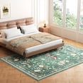 thumbnail image 3 of Washable Area Rug for Living Room, NovDeco 6'x9' Non-Slip Vintage Boho Emerald Green Indoor Rug, Low Pile Stain Resistant Carpet for Bedroom, Kitchen, 3 of 11
