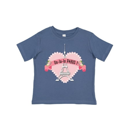 

Inktastic Paris Oo-la-la with Eiffel Tower and Flowers in Pink Heart Gift Toddler Boy or Toddler Girl T-Shirt
