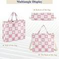 thumbnail image 6 of FORMRS Womens Corduroy Tote Bag Crossbody Shoulder Handbag with Pocket, Pink Checkered Heart, 6 of 7