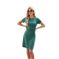 thumbnail image 2 of Women'S Short Sleeve Ruched Casual Sundress Midi Bodycon T Shirt Dress Dark green XL, 2 of 9