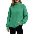 thumbnail image 2 of Xdegoge Women's Mock Neck Oversized Sweater Long Sleeve Textured Chunky Knit Pullover Jumper Fall Winter Casual Knitwear, 2 of 8