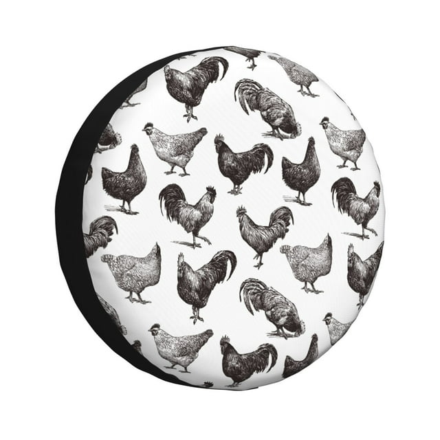 Bingfone Drôle de Poulet pour Housse de Pneu de Rechange Protecteurs de Roues Universels Résistants aux Intempéries pour Véhicule Récréatif Remorque de Voyage SUV Camion-16 Pouces