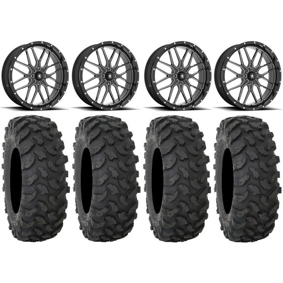 MSA Portal 22" Wheels Milled 37" XTR370 Tires Kawasaki Teryx Mule