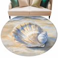 thumbnail image 2 of Retro Ocean Shell Round Living Room Rugs 8 ft, Summer Beach Wave Washable Large Area Rug with Non-Slip Sturdy Edge Binding Round Carpet for Dining Room Kitchen Office, 2 of 9