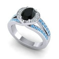 thumbnail image 2 of 2.35 Ct Oval Cut Black Onyx & Blue Topaz Gemstone Luxurious Engagement Ring for Women Solid 14K White Gold Size 3.5 by Diamond-Capitals, 2 of 8
