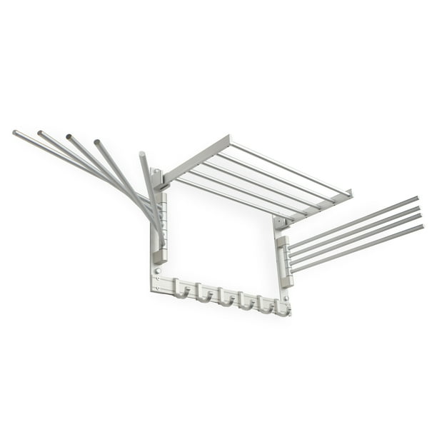 Brightmaison Space Saver Wall Mounted Laundry Clothes Drying Rack With Hooks And Swing Arms Metal Silver Com - Brightmaison Clothes Drying Rack Stainless Steel Wall Mounted Folding Brightmaison Space Saver Wall Mounted Laundry Clothes Drying Rack With Hooks And Swing Arms Metal Silver Com - Brightmaison Clothes Drying Rack Stainless Steel Wall Mounted Folding