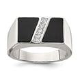 thumbnail image 3 of 925 Sterling Silver Men's Cubic Zirconia and Onyx Ring Size 9, 3 of 5