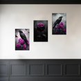 thumbnail image 3 of ZHONGYUTONG Gothic Canvas Wall Art Set of 3 Crow and Rose Art Prints Dark Goth Pictures Halloween Black Crow Painting for Bedroom Bathroom Home Decor Framed (24.00" x 36.00" x 3PCS), 3 of 5