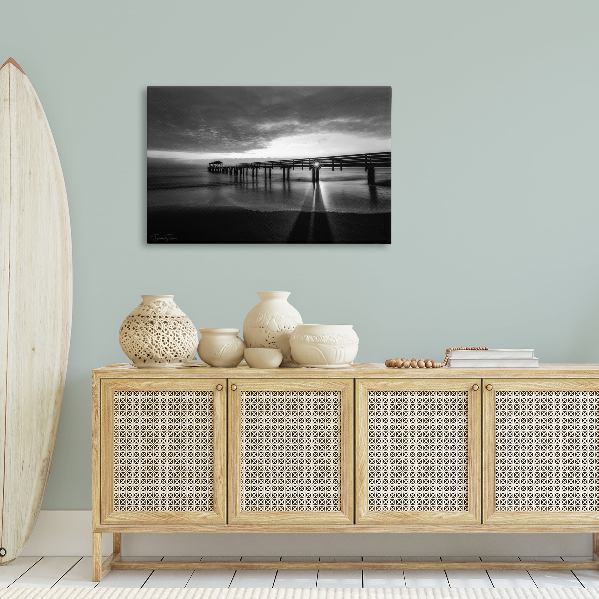 Stupell Industries Sun Shining Through Dock Landscape Photography Gallery Wrapped Canvas Art Print Wall Art, 36 x 24