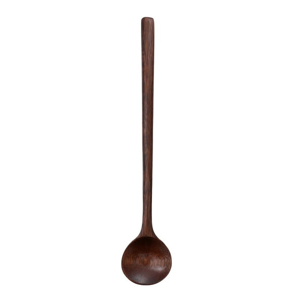 KAKOWELY 1pc Long Mixing Spoon Round Wooden Ladle Household Soup Server Sauce Seasoning Scoop Kitchen Supplies,10.83"X1.85"X1.85"