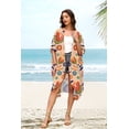 thumbnail image 4 of WIHOLL Women's Cover Up Floral Print Kimono Cardigan Loose Casual Blouse Summer Swimsuit Beach, 4 of 10
