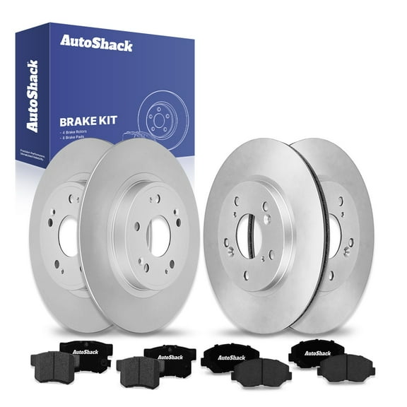 AutoShack Front Vented & Rear Solid Brake Rotors   Ceramic Pads 12-PC Brake Kit Replacement for 2015 Honda Civic