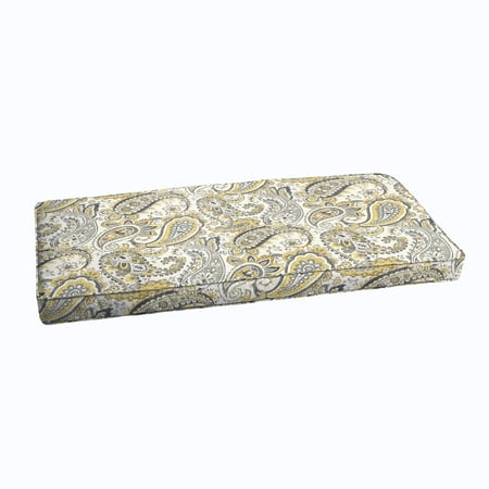 Humble And Haute Grey Gold Paisley Indoor Outdoor Corded Bench