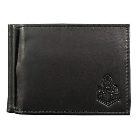 Purdue NCAA University Genuine Black Leather Money Clip Wallet RFID Blocking
