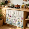 thumbnail image 6 of Spring Floral Cabinet Curtain 35"Wx35"L,Dustproof Under Sink Skirt with Self Adhesive Tape,Watercolor Herbs Summer Botanical Rustic Cabinet Curtain Cover for Kitchen Sink,Bathroom Vanity,Laundry Room, 6 of 9
