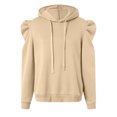 thumbnail image 4 of felwors Women's Trendy Puff Long Sleeve Drawstring Hoodies Trendy Fall Winter Casual Pullover Sweatshirts for Women 2025 Beige, XL, 4 of 5