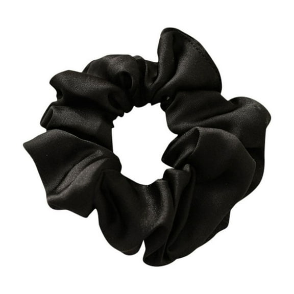 Women'S New Satin Candy Color Hair Rope Fabric Hair Ring Hair Accessories Rubber Band Hair Band Hair Ring Hair Tie Black
