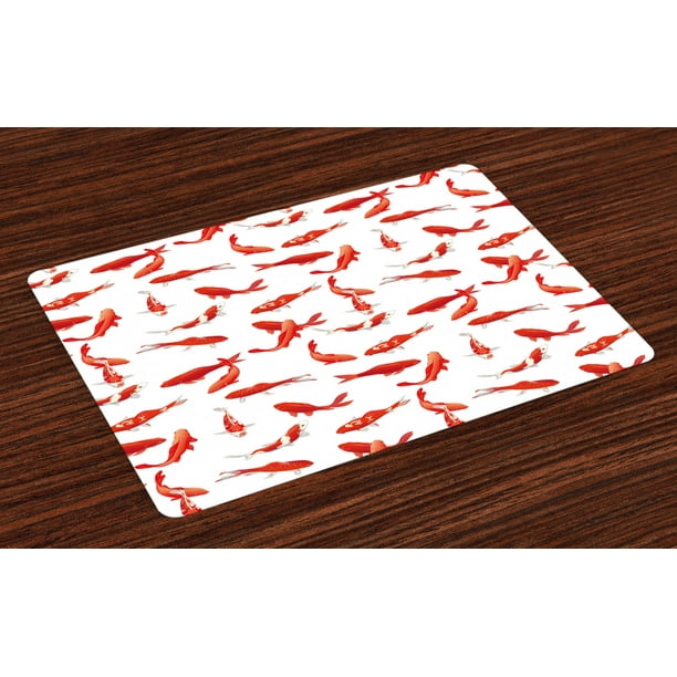 Koi Fish Placemats Set of 4 Eastern Japanese Exotic Koi Fish Figure