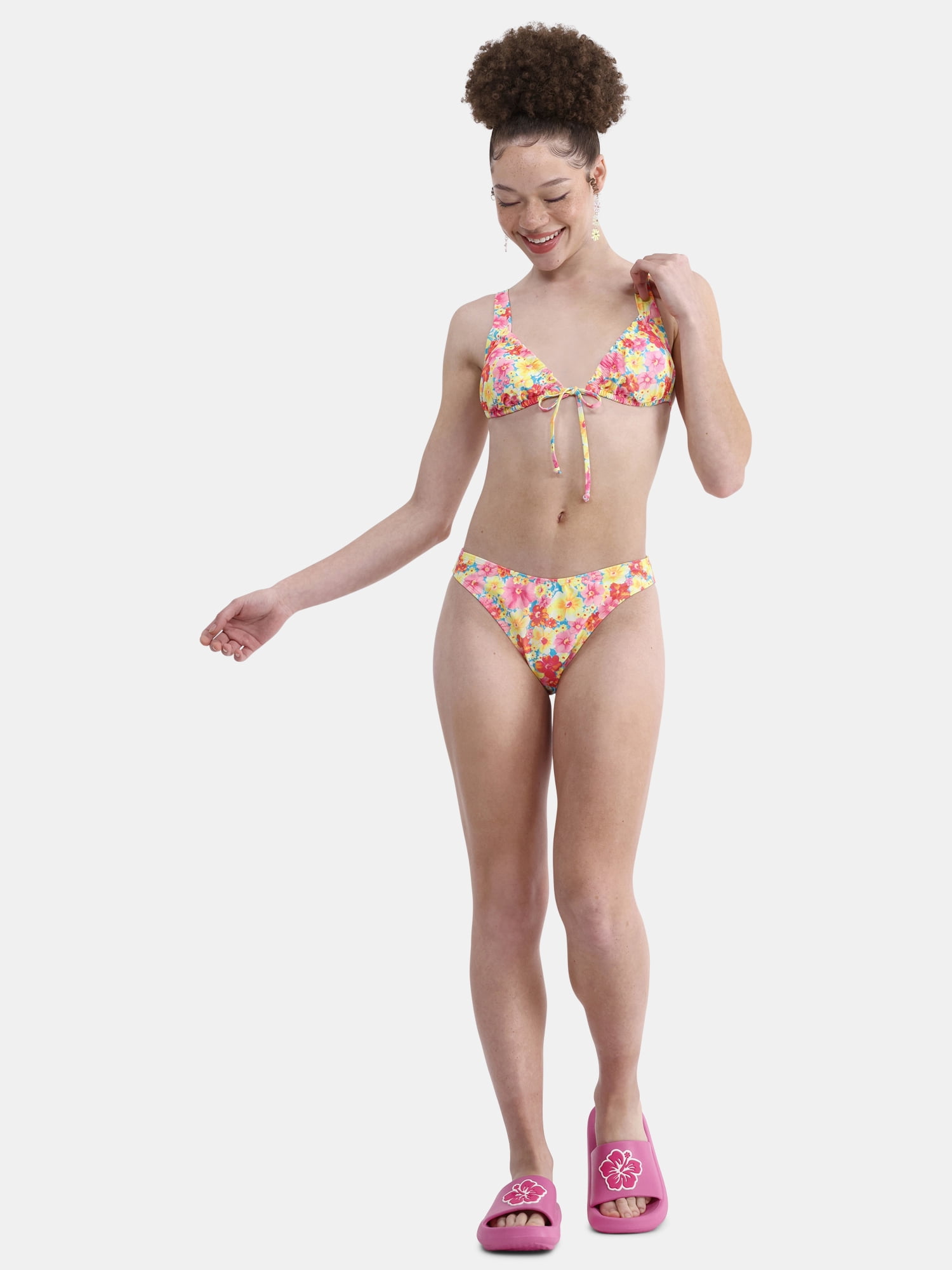 No Boundaries Women's Multi Floral Bralette Swim Top, Sizes XXS - XXL