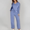 thumbnail image 3 of jtjvou Lounge Sets For Women 2025 Half Zip Sweatshirt And Wide Leg Sweatpant 2 Piece Outfits Sweatsuit Tracksuit Blue XL, 3 of 8