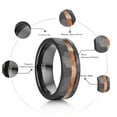 thumbnail image 5 of JQUEEN Black Tungsten Rings for Men Whiskey Barrel Wood Inlay 8mm Wedding Bands Brushed Finish Comfort Fit Size 7-12, 5 of 5