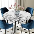 thumbnail image 5 of Elastic Fitted Round Tablecloth, Grey Eucalyptus Leaves Waterproof Stretch Table Cover for 55"-60" Tables, Watercolor Spring Summer Botanical Washable Outdoor Tablecloths for Patio, Picnic, Camping, 5 of 9