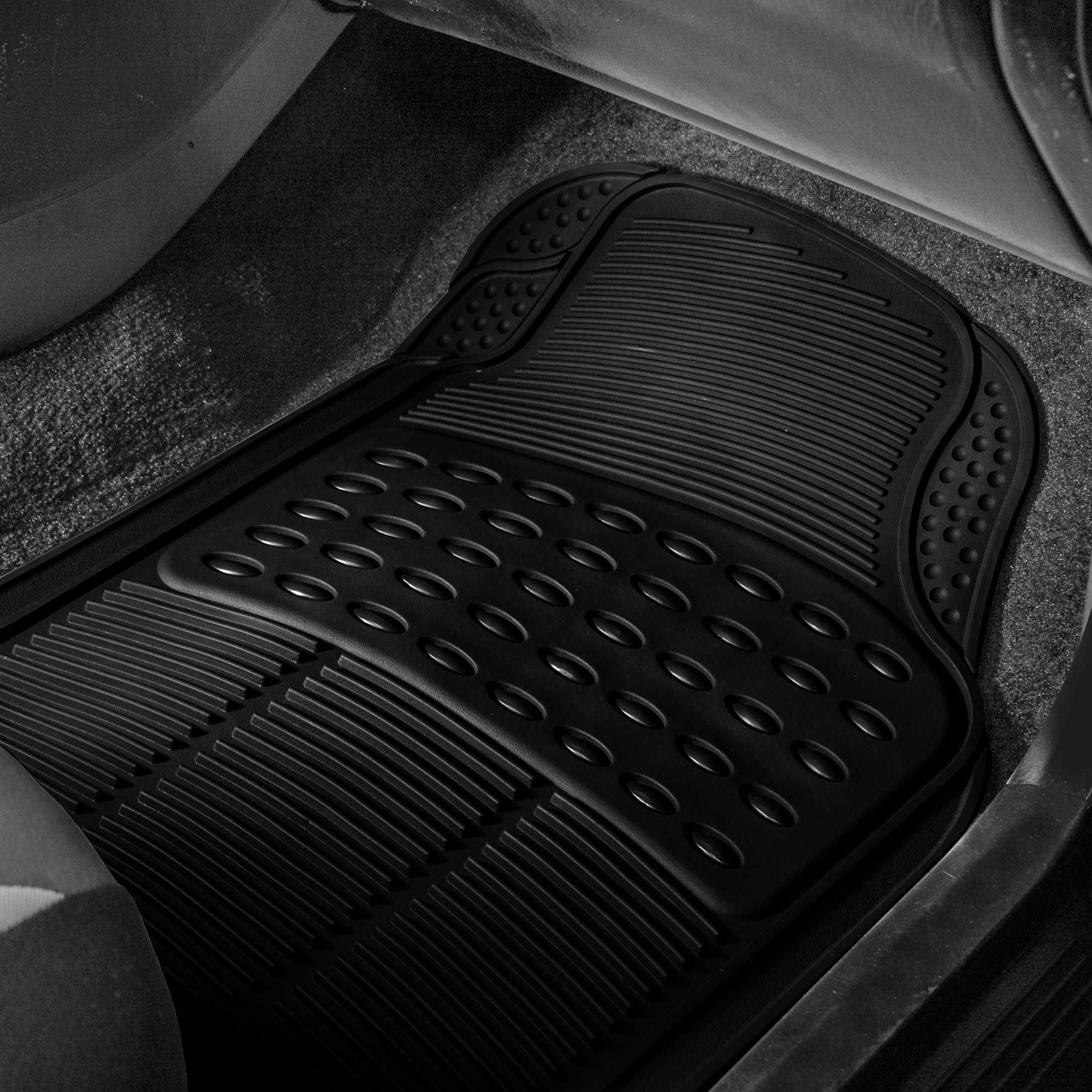FH Group Universal Fit Rubber Floor Mats for Cars, Trimmable Mats for Most SUV Truck Full Set Black F11305BLACK - image 4 of 7