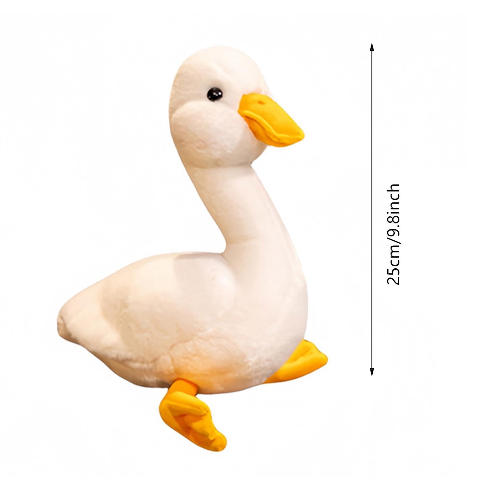 HEWANG Silent Plush Dog Toy for Small & Medium Dogs - Realistic White Duck Dog Toy - No Squeaker Quiet Puppy Chew Toy for Teething, Sleeping & Anxiety Relief - Soft Washable Pet Companion (M-25cm)