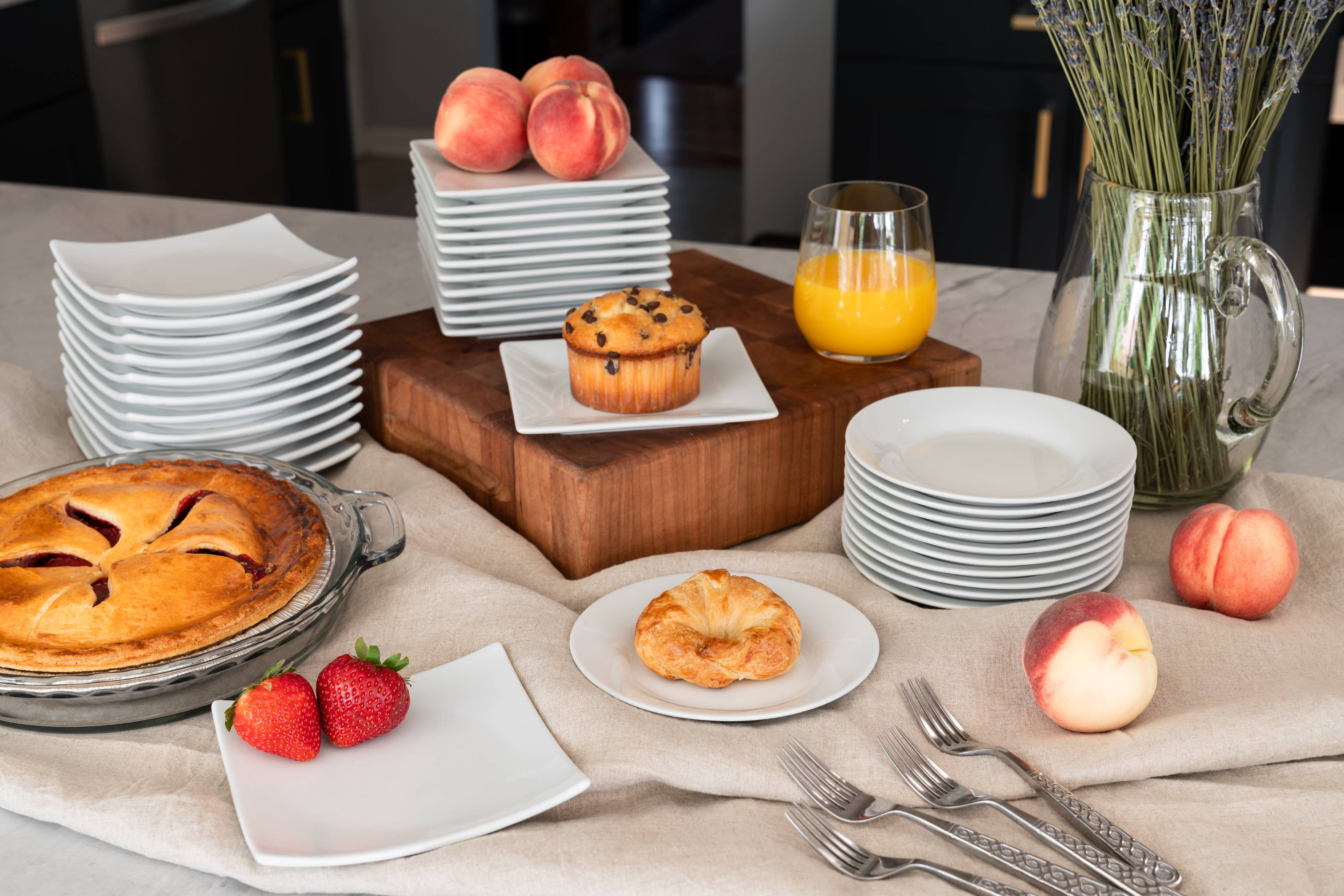 10 Strawberry Street Catering Pack 6" Square Ceramic Appetizer Plates, Set of 12