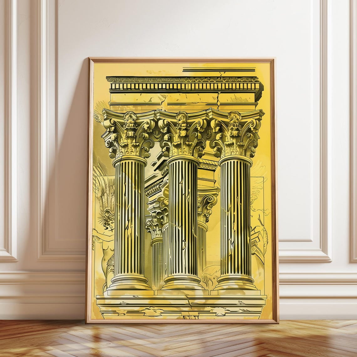 Classical Architecture Golden Corinthian Columns Historical Pillar Decor Unframed Paper Poster 11x14in