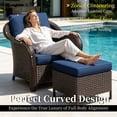 thumbnail image 4 of Joyside 3 PCS Patio Conversation Set with 55" LoveSeat Sofa & 360° Swivel Chairs, Wicker Rattan Outdoor Furniture with Washable Cushions for Garden, Lawn, DarkBlue, 4 of 7