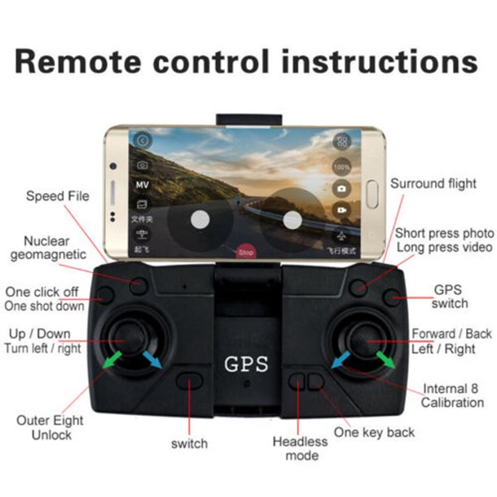 Force One ZD6 4K Wide Angle Camera Wifi FPV GPS Foldable RC Quadcopter Carry Case, Red 1 Battery
