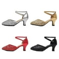thumbnail image 3 of Women Dance Shoes Square Latin Mid-high Heels Social Soft Sole Modern Dance Shoes, 3 of 5