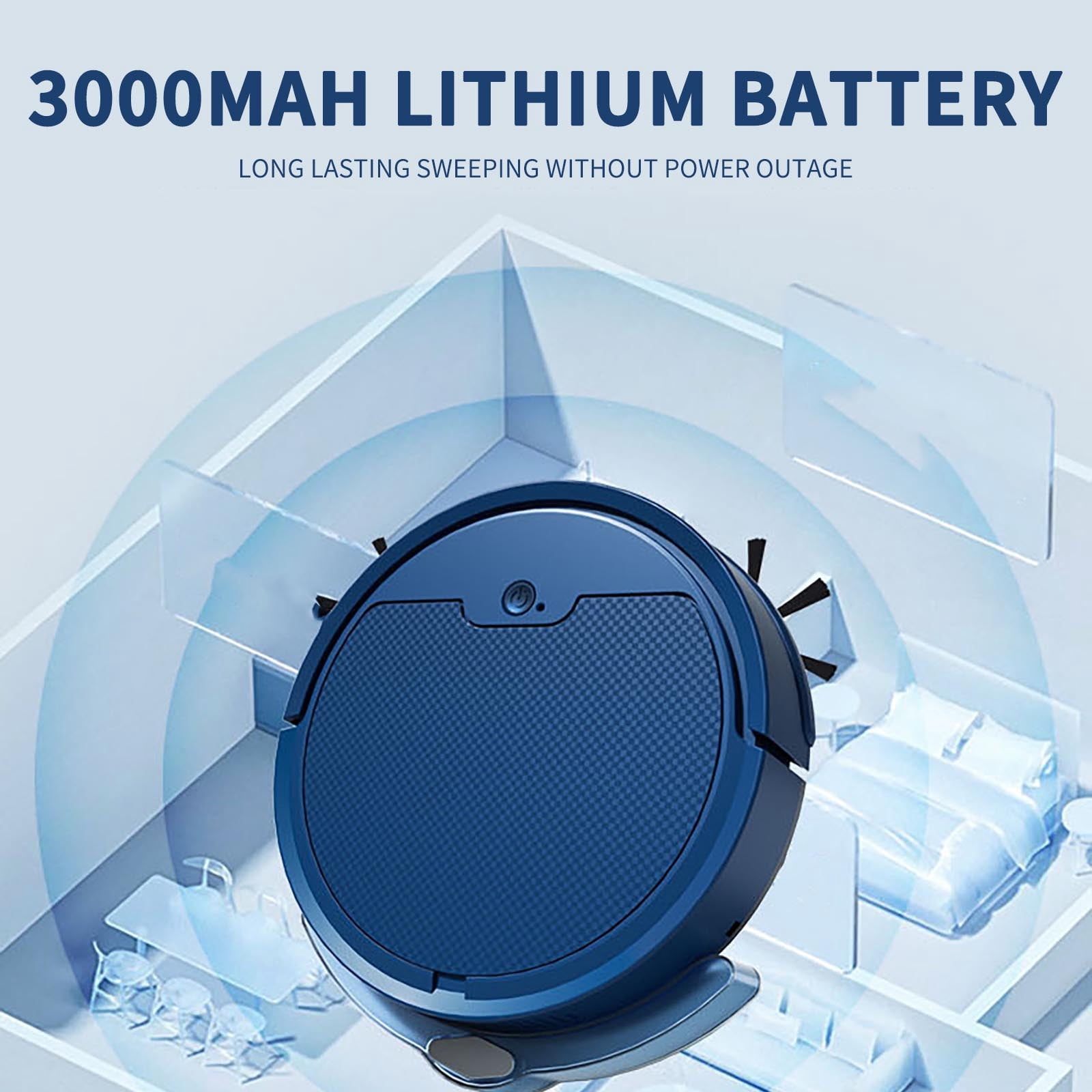 UAEBM Smart Robot Vacuum Cleaner with Large Water Tank, All-in-One Sweeping and Mopping Robot, App Controlled Wet Mopping Robot Cleaner Blue