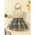 thumbnail image 3 of Suealasg Newborn Girl Romper Dress 3M 6M 12M 18M Baby Girls Clothes Sets Lace Fly Sleeve Bowknot Plaid Skirt Hem Jumpsuits Bodysuits with Headband Infant Summer Clothes, 3 of 9