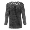 thumbnail image 4 of Valueadd Clothing Women's Long Sleeve Pullovers Lace Patchwork Knit Sweater Crewneck Solid Color Casual Knit Pullover Sweater Tops Gray XL, 4 of 6
